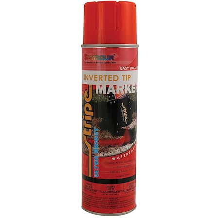 Seymour Of Sycamore 20 Oz Fluorescent Red Stripe Inverted Marking Paint, Water-Based 20-654